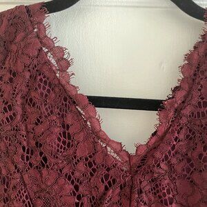 *like new* burgundy eyelash lace A-line dress